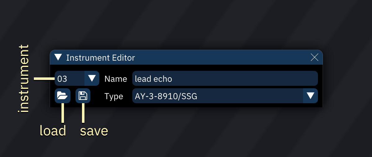 top of instrument editor