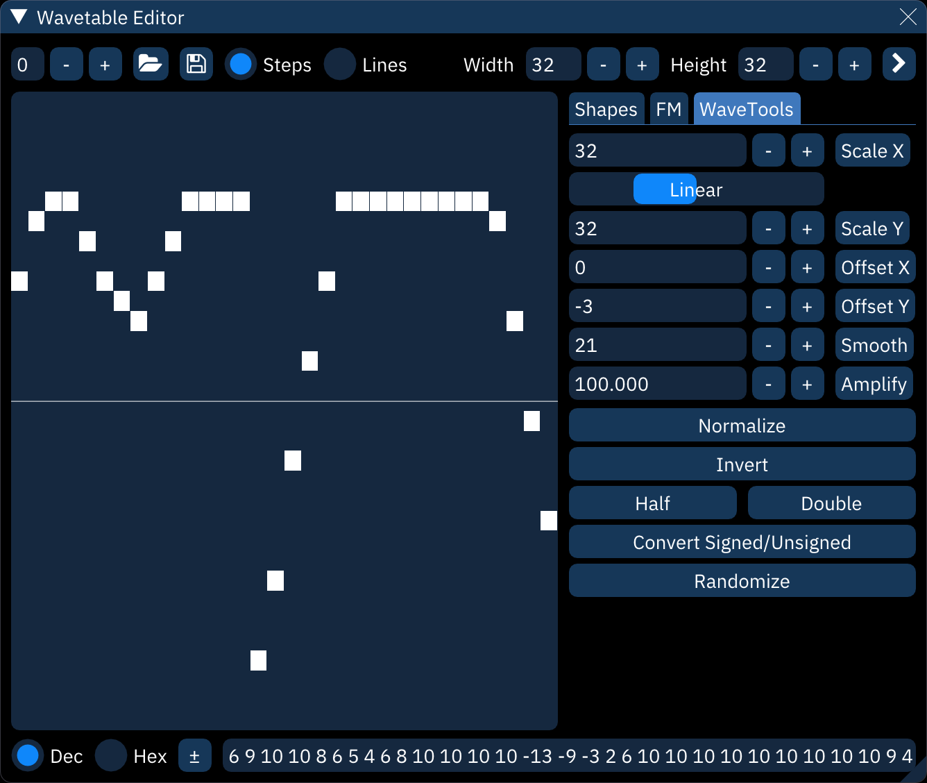 wavetable tools tab