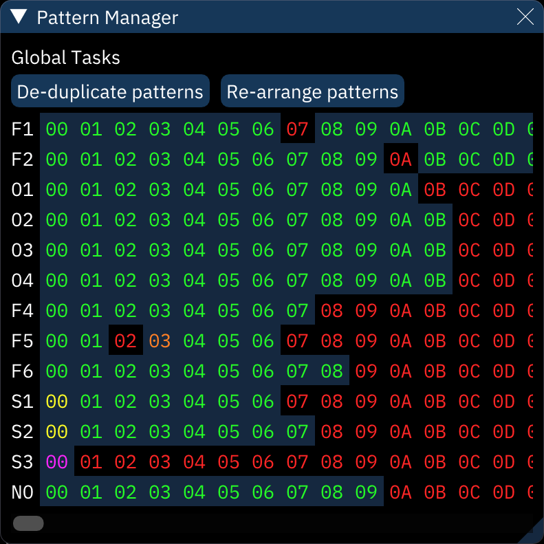 pattern manager dialog