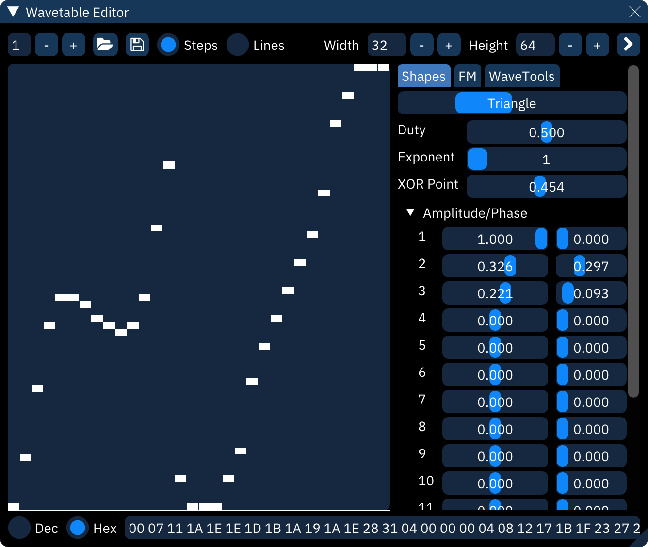 wavetable shape tab