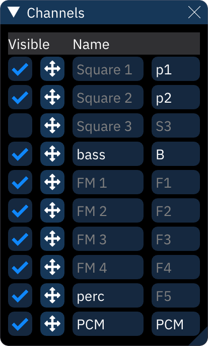 channels dialog